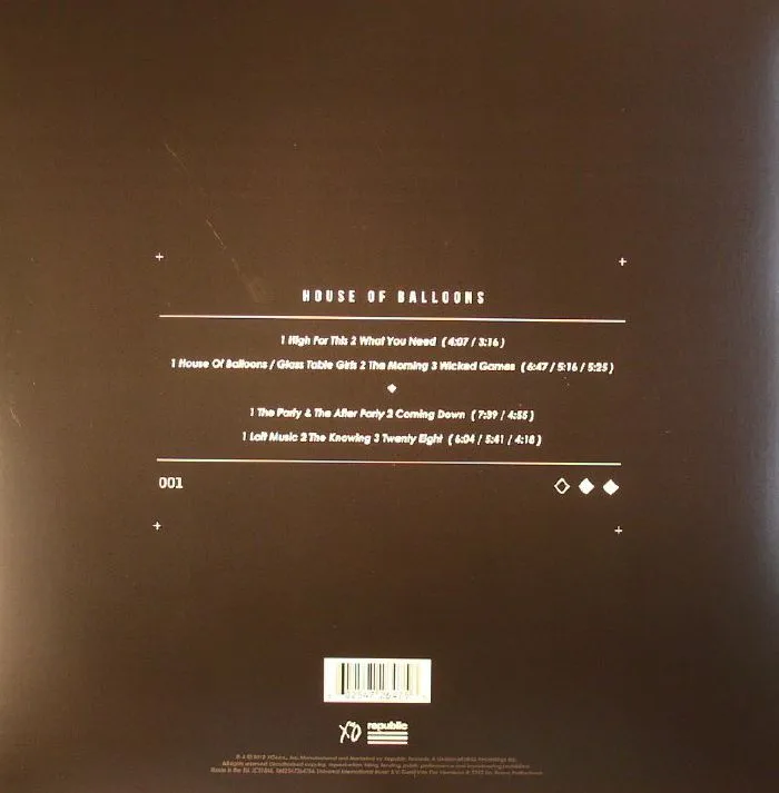 Обратная сторона обложки — The WEEKND — House Of Balloons (reissue)