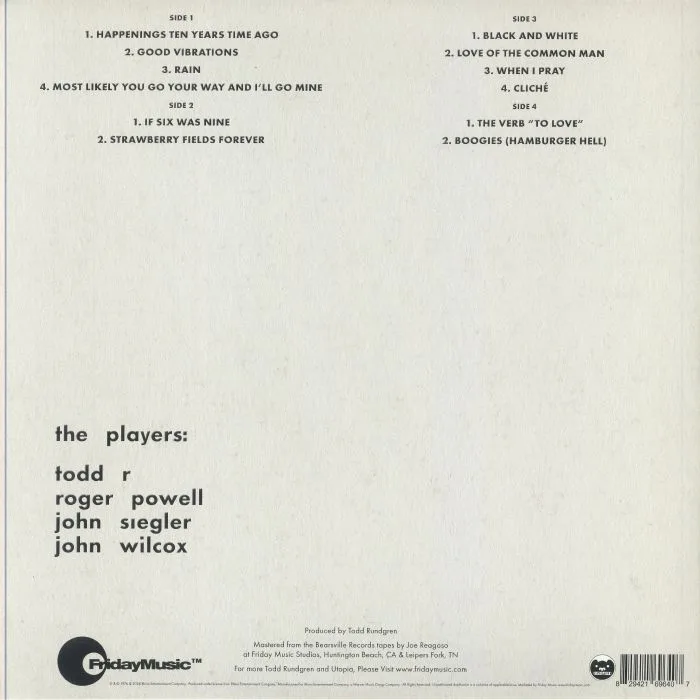 Back cover — Todd RUNDGREN — Faithful