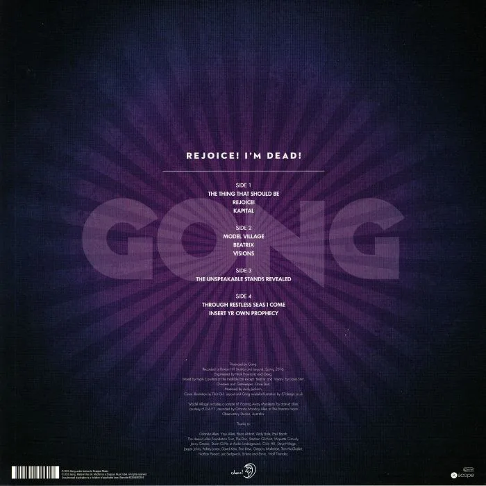 Back cover — GONG — Rejoice! I'm Dead!