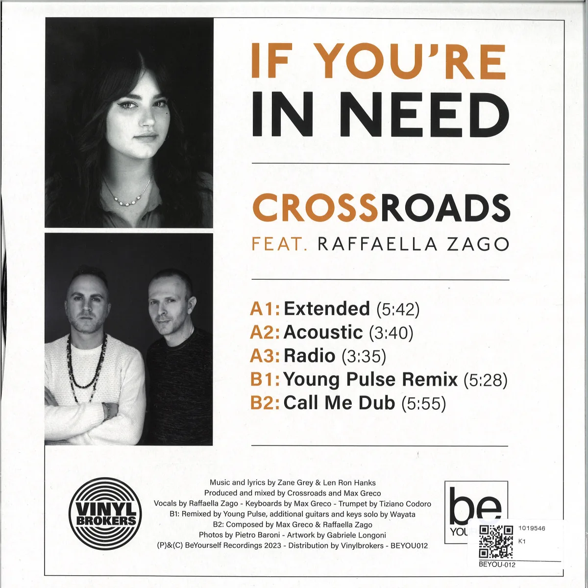 Обратная сторона обложки — Crossroadsfeat.Raffaella Zago — IF YOU'RE IN NEED