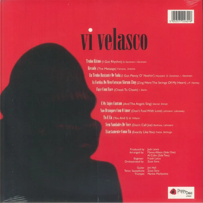 Back cover — Vi VELASCO with ZOOT SIMS & HIS ORCHESTRA — Cantando Bossa Nova Means Singing The Bossa Nova (Record Store Day RSD 2026)