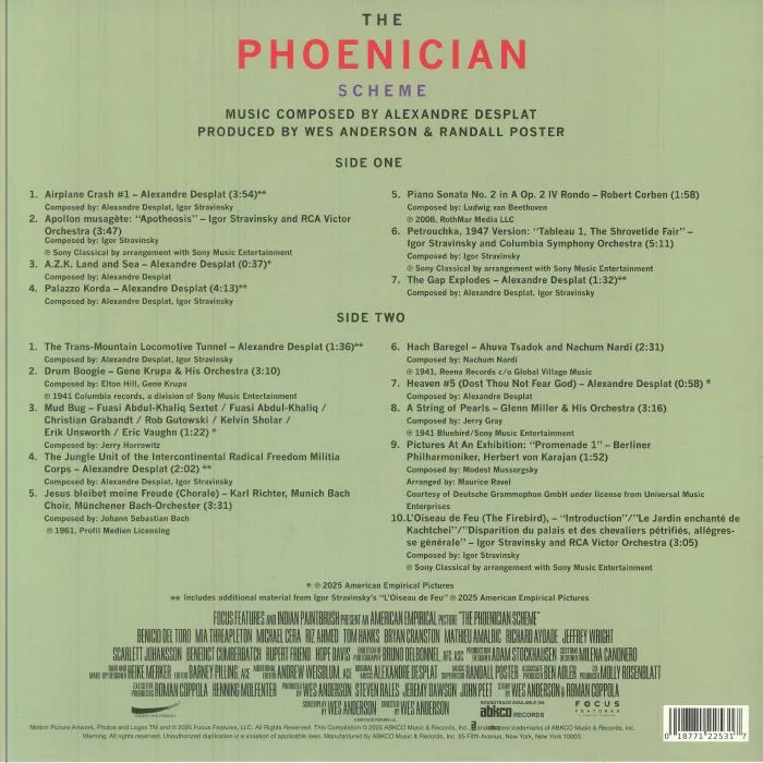 Back cover — VARIOUS — The Phoenician Scheme (Soundtrack)