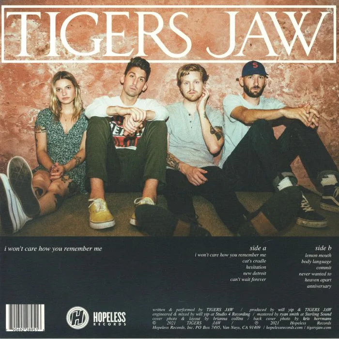 Обратная сторона обложки — TIGERS JAW — I Won't Care How You Remember Me