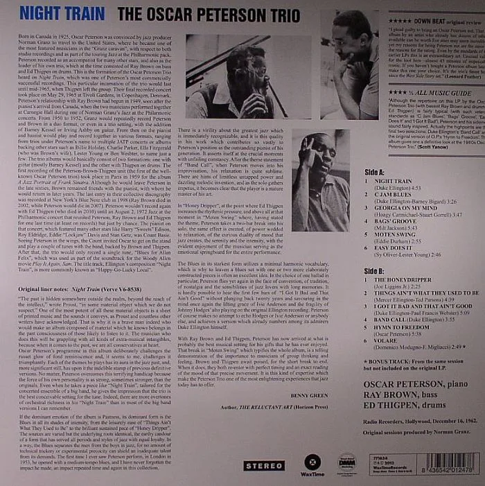 Обратная сторона обложки — The OSCAR PETERSON TRIO — Night Train (reissue)
