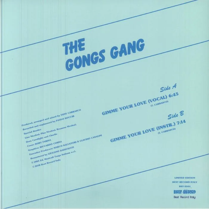 Back cover — The GONG'S GANG — Gimme Your Love (reissue)