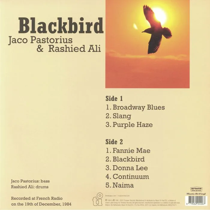 Back cover — Jaco PASTORIUS / RASHIED ALI — Blackbird (reissue)