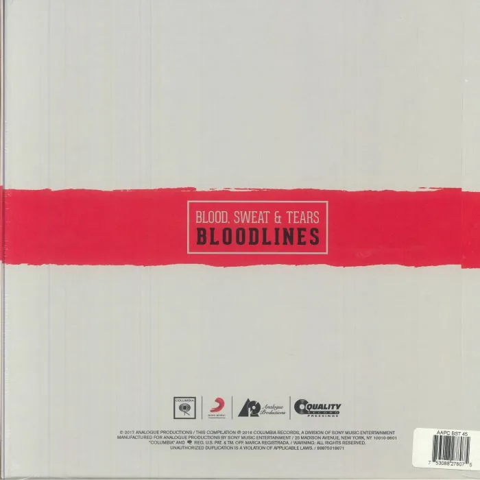 Back cover — BLOOD SWEAT & TEARS — Bloodlines