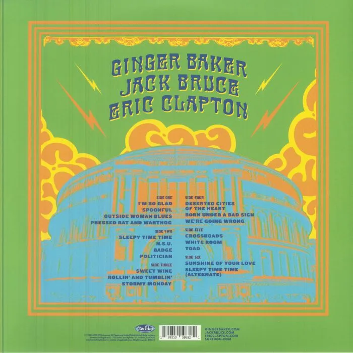 Back cover — CREAM — Royal Albert Hall London May 2-3-5-6 2005 (20th Anniversary Edition)