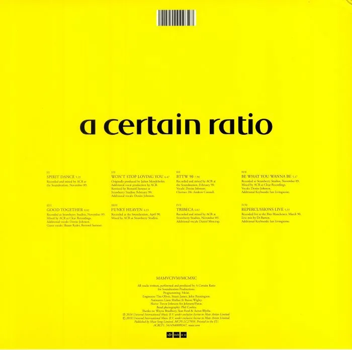 Back cover — A CERTAIN RATIO — ACR:MCR (reissue)