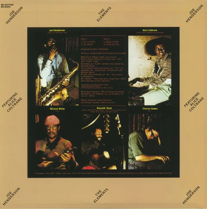 Back cover — Joe HENDERSON feat ALICE COLTRANE — The Elements (reissue)