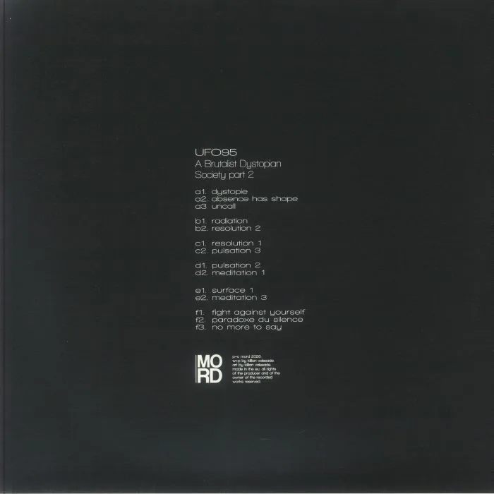 Back cover — UFO95 — A Brutalist Dystopian Society Part 2