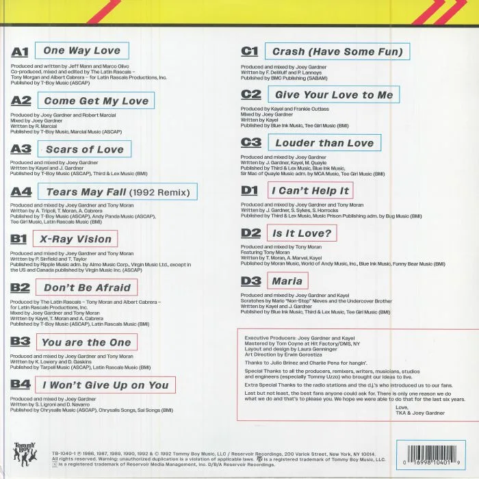 Back cover — TKA — Greatest Hits