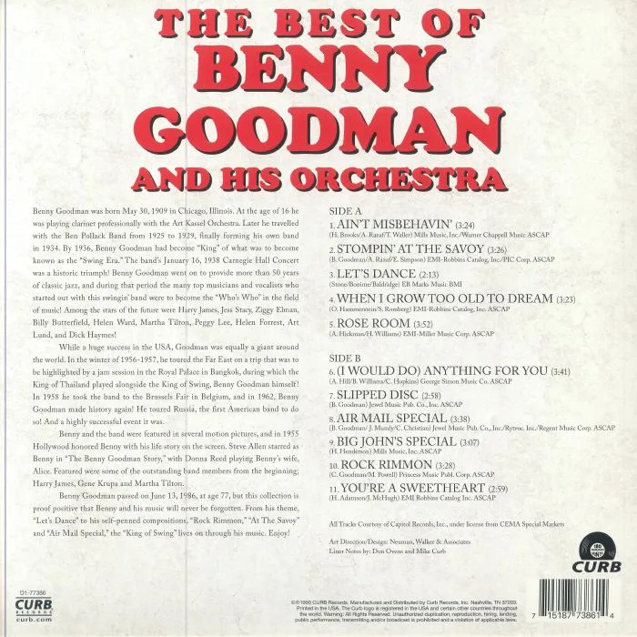 Обратная сторона обложки — Benny GOODMAN & HIS ORCHESTRA — The Best Of Benny Goodman & His Orchestra