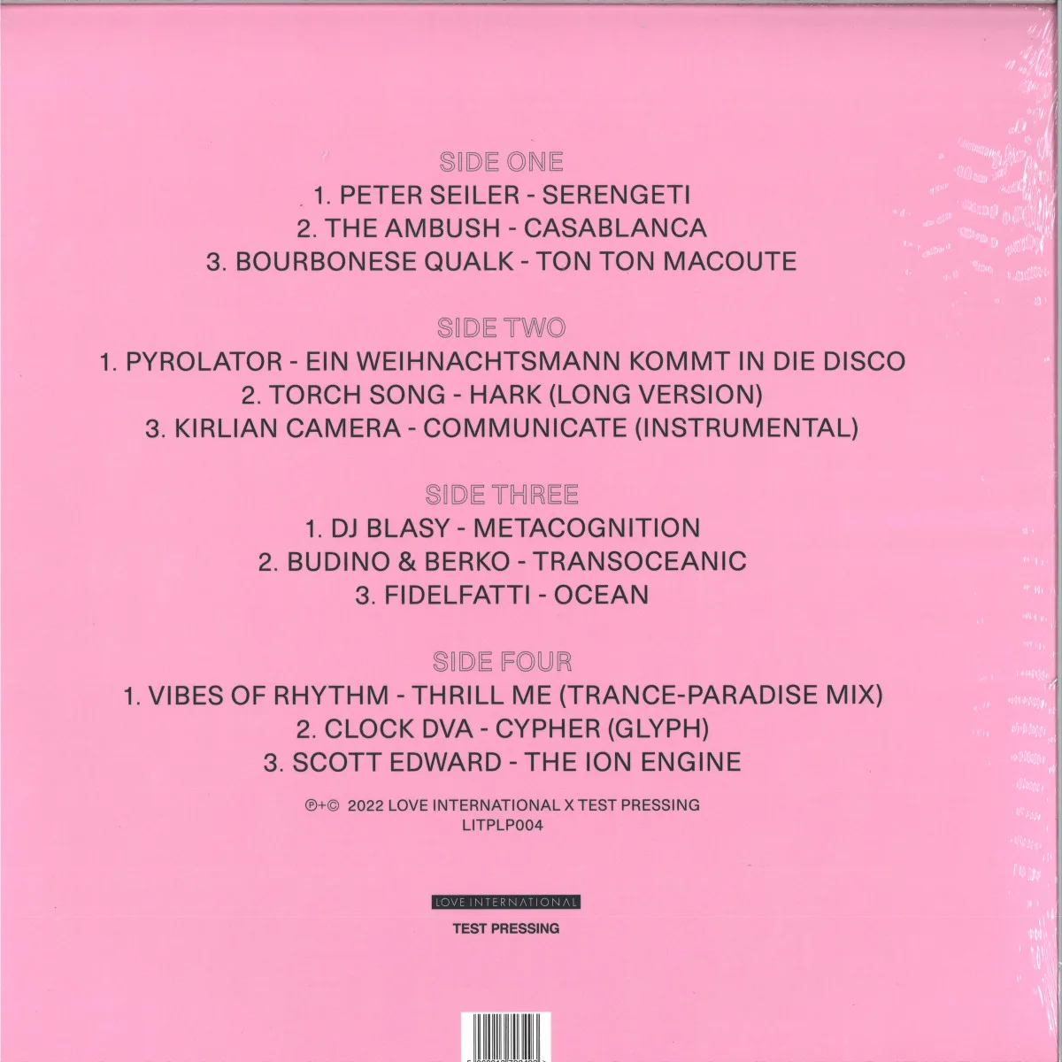 Back cover — Budino - Various — The Sound Of Love International 004 (2x12")