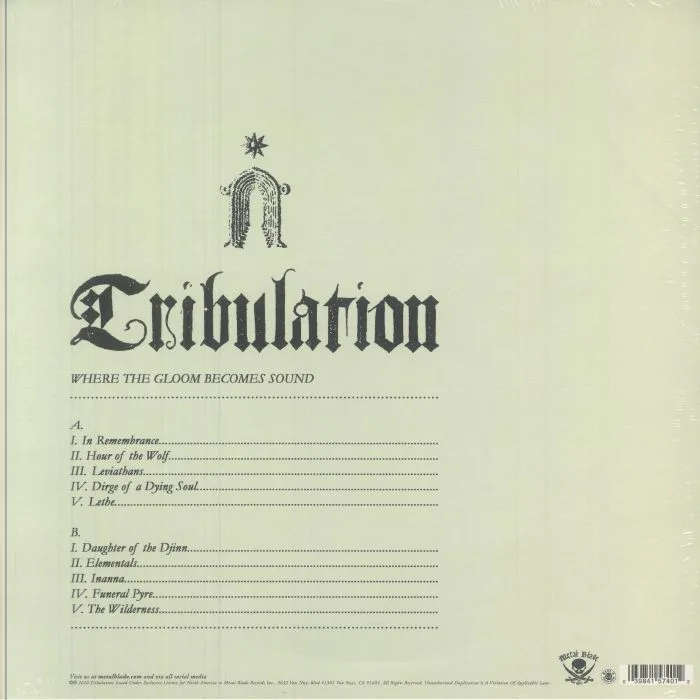 Обратная сторона обложки — TRIBULATION — Where The Gloom Becomes Sound