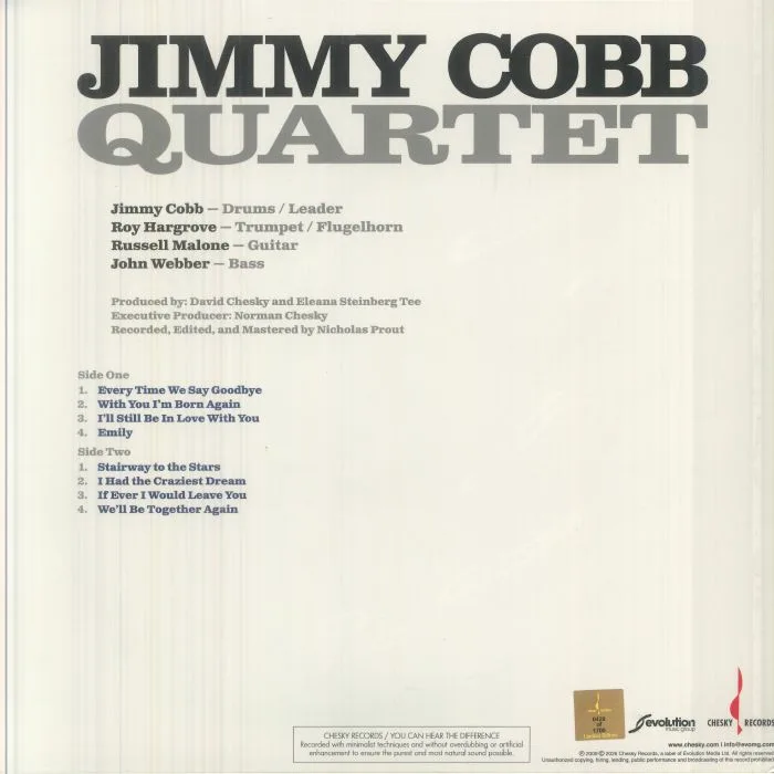 Обратная сторона обложки — JIMMY COBB QUARTET — Jazz In The Key Of Blue (Record Store Day RSD 2026)