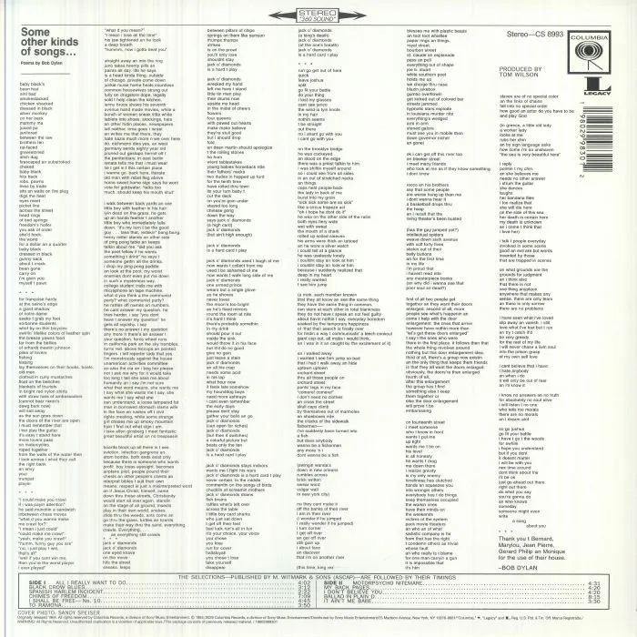 Обратная сторона обложки — Bob DYLAN — Another Side Of Bob Dylan