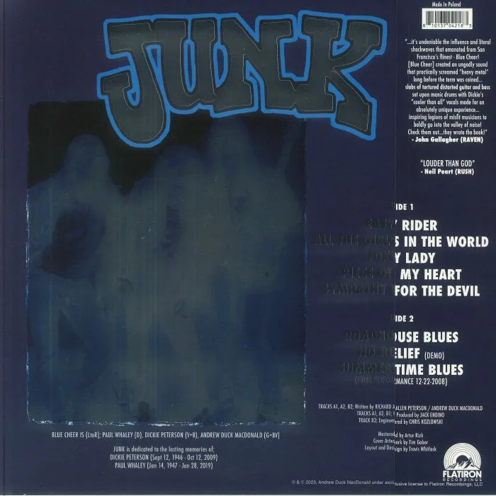 Back cover — BLUE CHEER — Junk (Record Store Day RSD 2025)