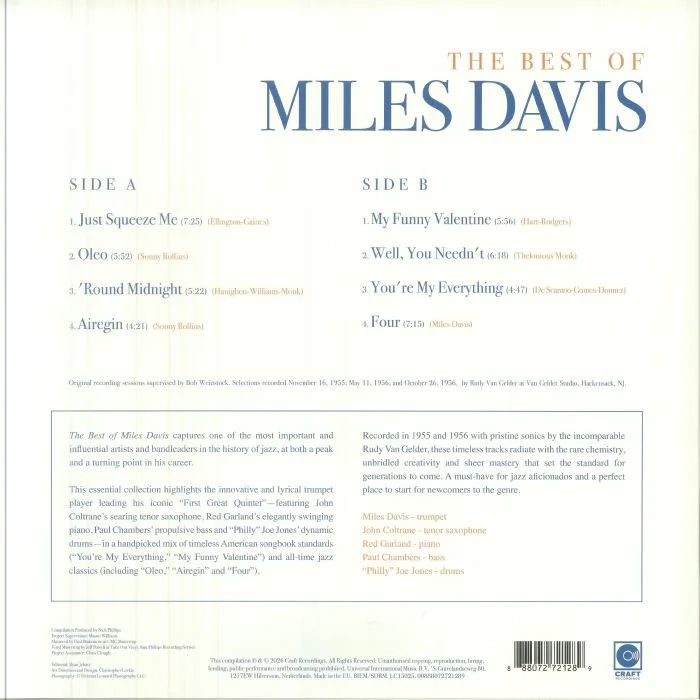 Обратная сторона обложки — Miles DAVIS — The Best Of Miles Davis