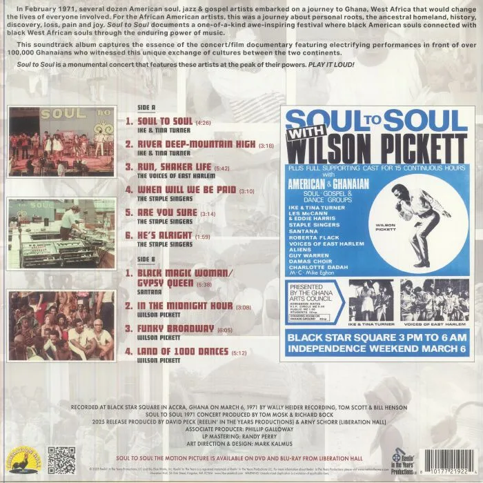 Обратная сторона обложки — VARIOUS — Soul To Soul: Live In Ghana West Africa March 6 1971