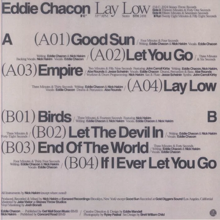 Back cover — Eddie CHACON — Lay Low