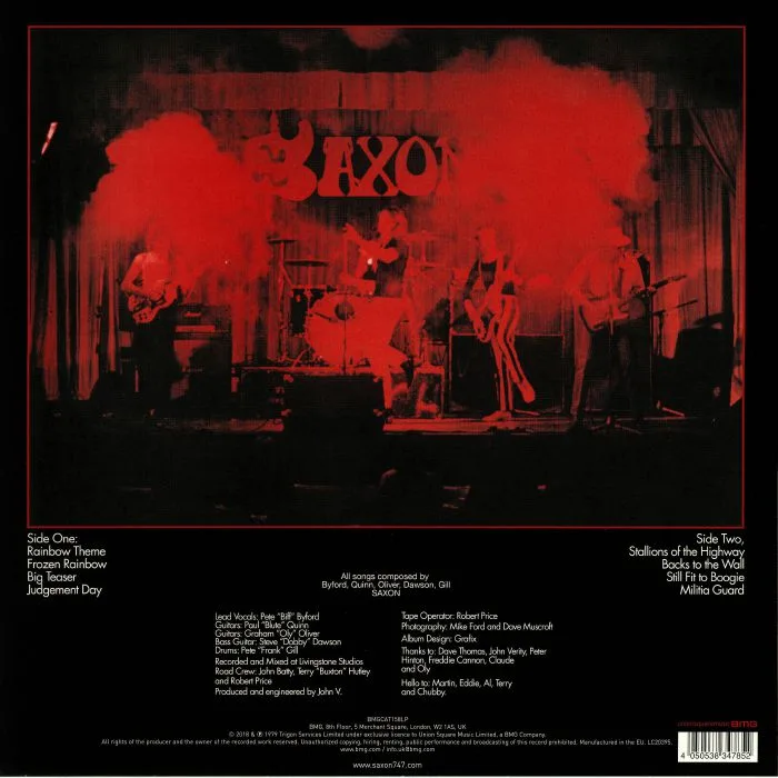 Back cover — SAXON — Saxon (reissue)