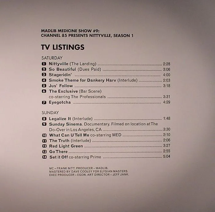 Обратная сторона обложки — MADLIB — Madlib Medicine Show #9: Channel 85 Presents Nittyville Season 1