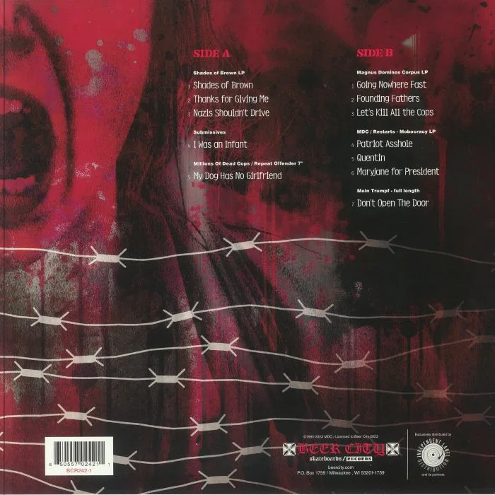 Обратная сторона обложки — MDC — Music In Defiance Of Compliance: Volume Two (remastered)