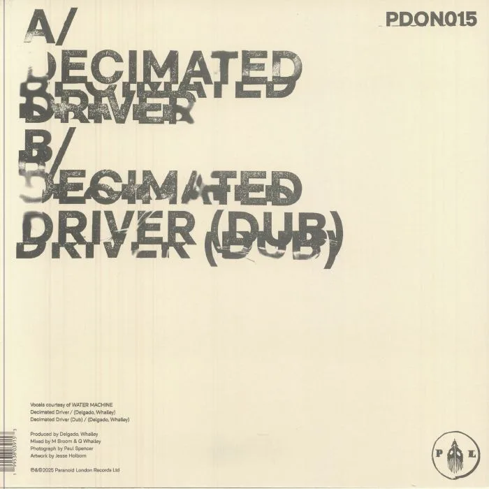 Обратная сторона обложки — PARANOID LONDON / WATER MACHINE — Decimated Driver