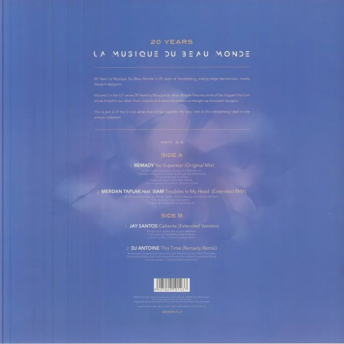 Back cover — REMADY / MERDAN TAPLAK / JAY SANTOS / DJ ANTOINE — 20 Years La Musique Du Beau Monde 2 / 5