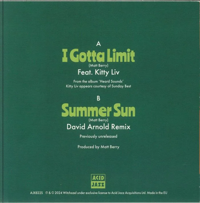 Back cover — Matt BERRY / KITTY LIV — I Gotta Limit