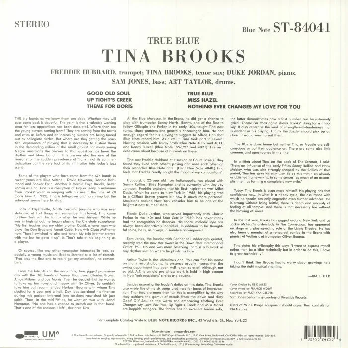 Back cover — Tina BROOKS — True Blue