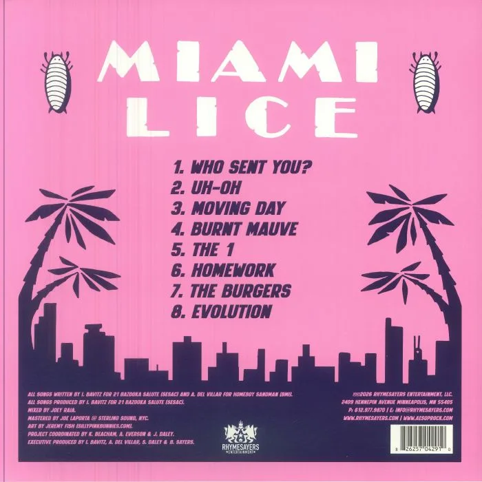 Обратная сторона обложки — LICE aka AESOP ROCK / HOMEBOY SANDMAN — Miami Lice: Season Four