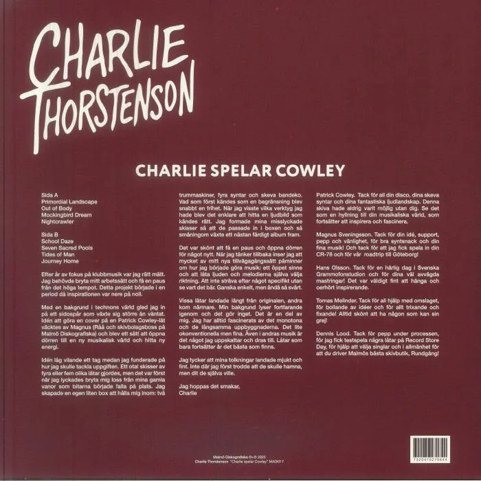 Back cover — Charlie THORSTENSON — Charlie Spelar Cowley