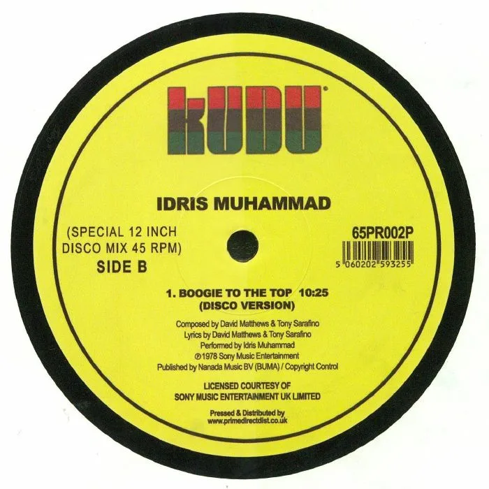 Обратная сторона обложки — Idris MUHAMMAD — Boogie To The Top (Young Pulse rework)