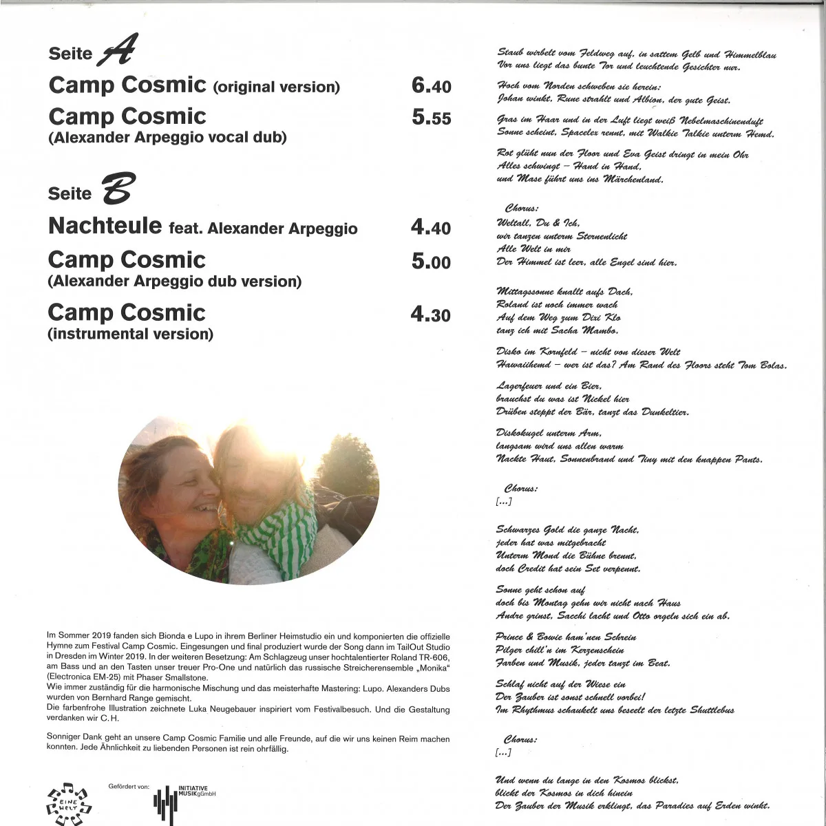 Back cover — Bionda E Lupo — CAMP COSMIC EP