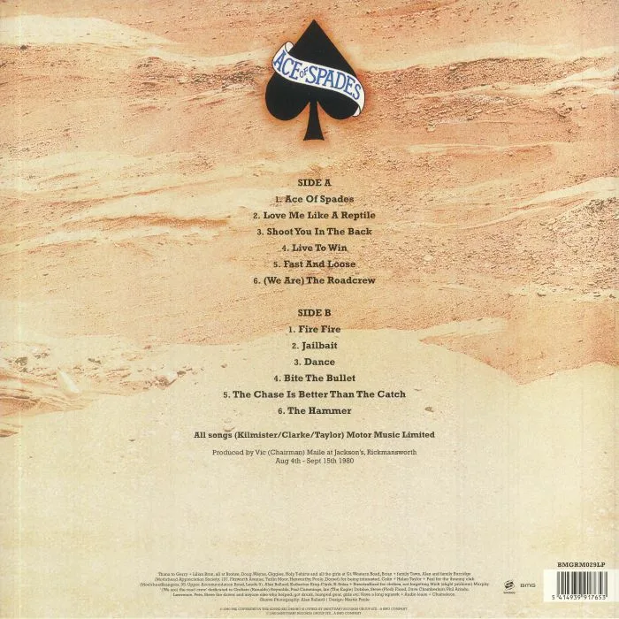 Back cover — MOTORHEAD — Ace Of Spades