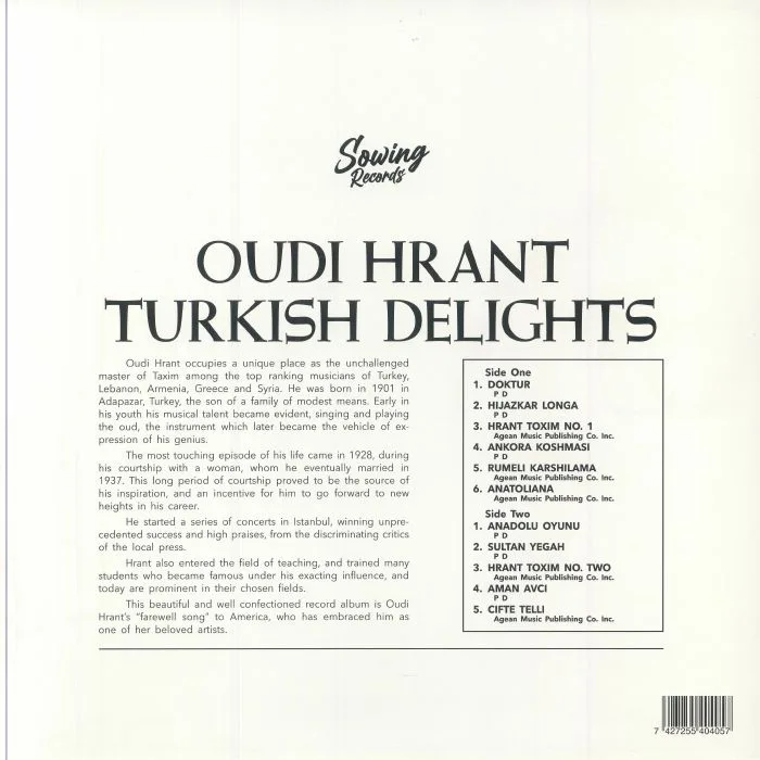 Обратная сторона обложки — Oudi HRANT — Turkish Delight