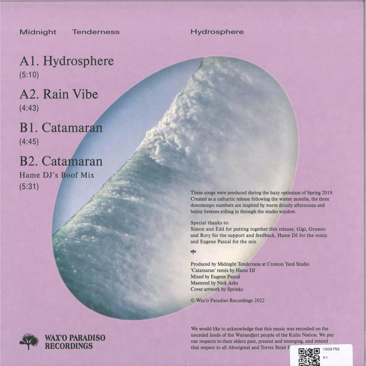 Обратная сторона обложки — Midnight Tenderness — Hydrosphere EP