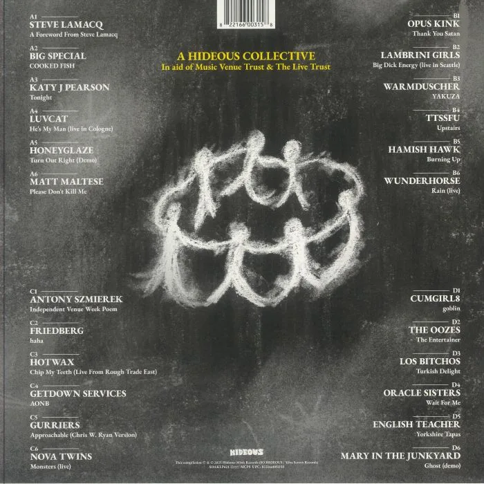Обратная сторона обложки — VARIOUS — A Hideous Collective: In Aid Of Music Venue Trust & The Live Trust