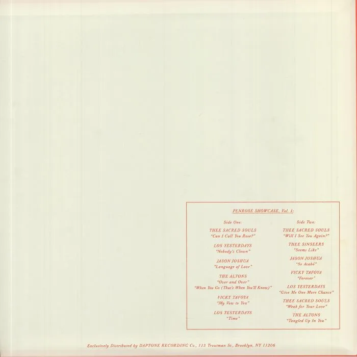 Back cover — VARIOUS — Penrose Showcase Vol 1 (reissue)