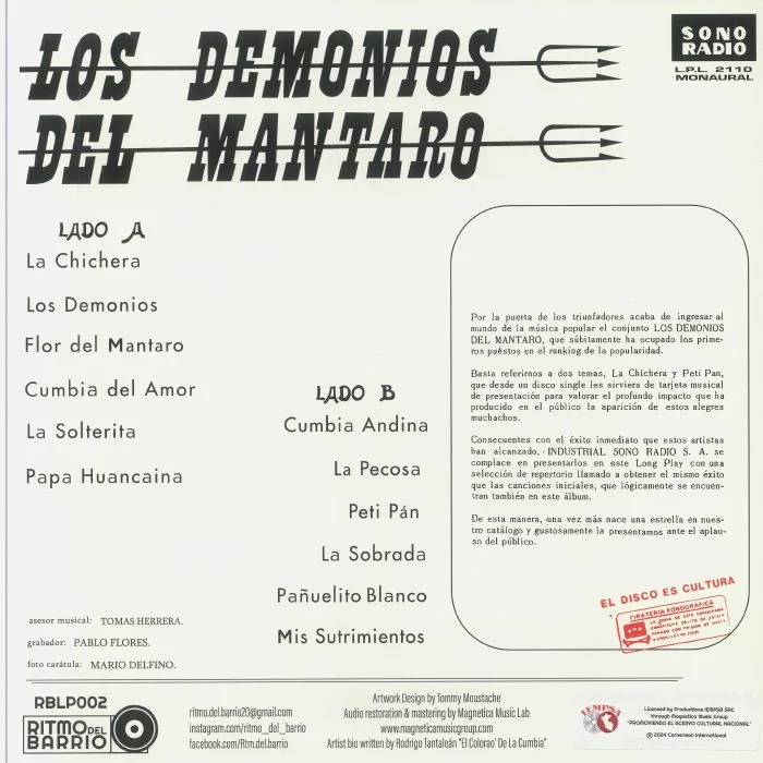 Обратная сторона обложки — LOS DEMONIOS DEL MANTARO — Los Demonios Del Mantaro (reissue)