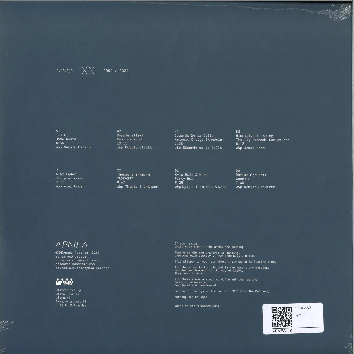 Обратная сторона обложки — Various — Apnea XX