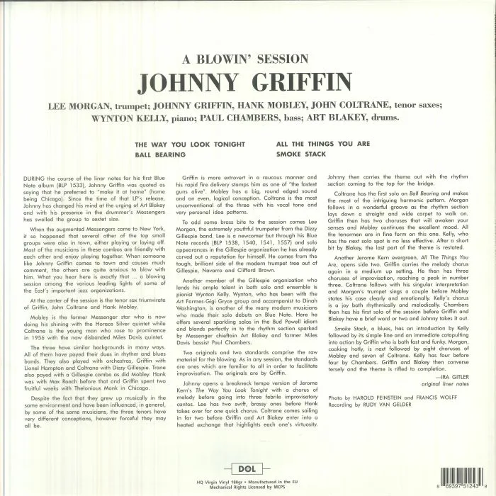 Back cover — Johnny GRIFFIN — A Blowing Session (reissue)