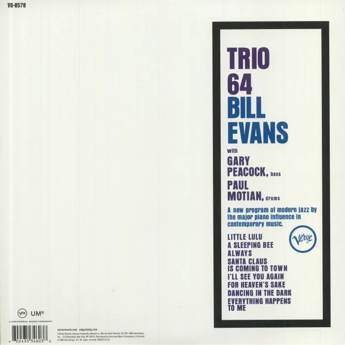 Back cover — Bill EVANS — Trio 64 (reissue)