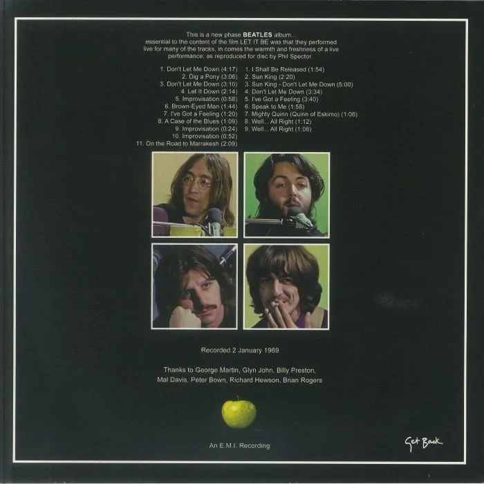 Обратная сторона обложки — The BEATLES — Well All Right: Get Back Sessions 1969