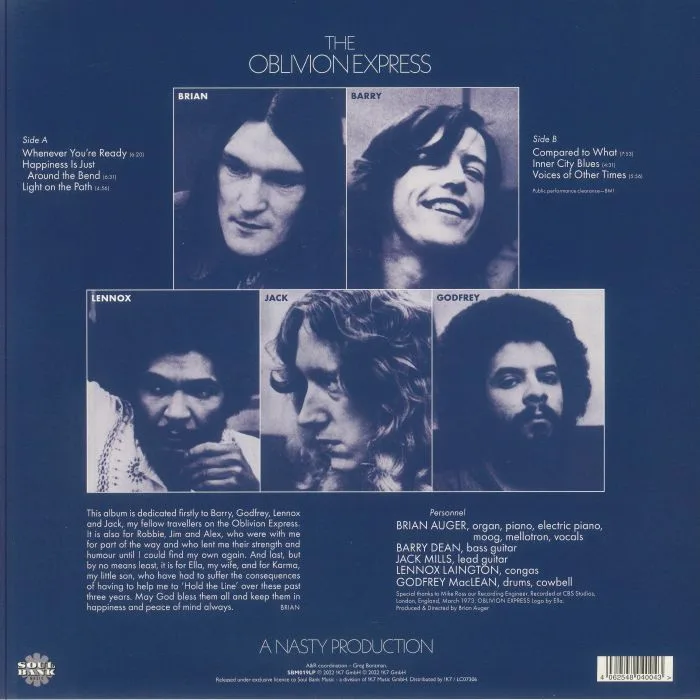 Back cover — BRIAN AUGER'S OBLIVION EXPRESS — Closer To It (reissue)