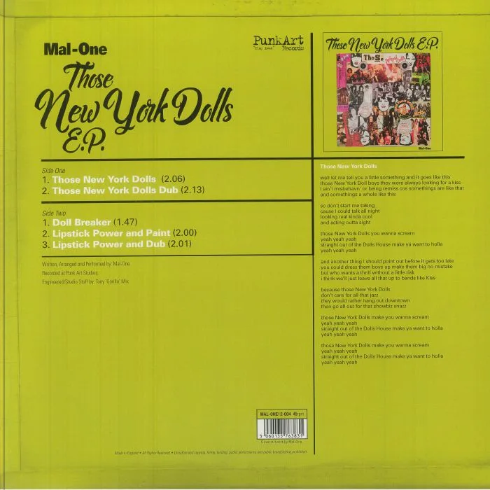 Обратная сторона обложки — MAL ONE — Those New York Dolls EP