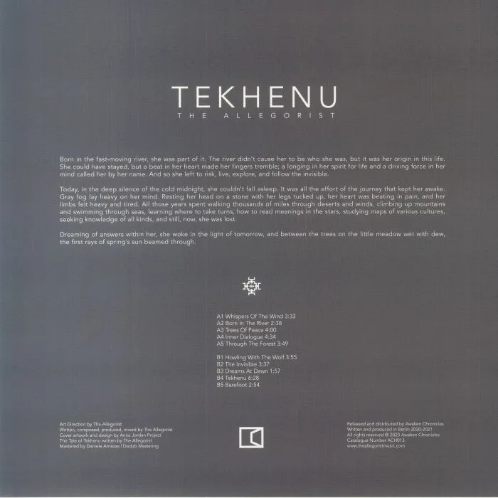 Back cover — The ALLEGORIST — Tekhenu