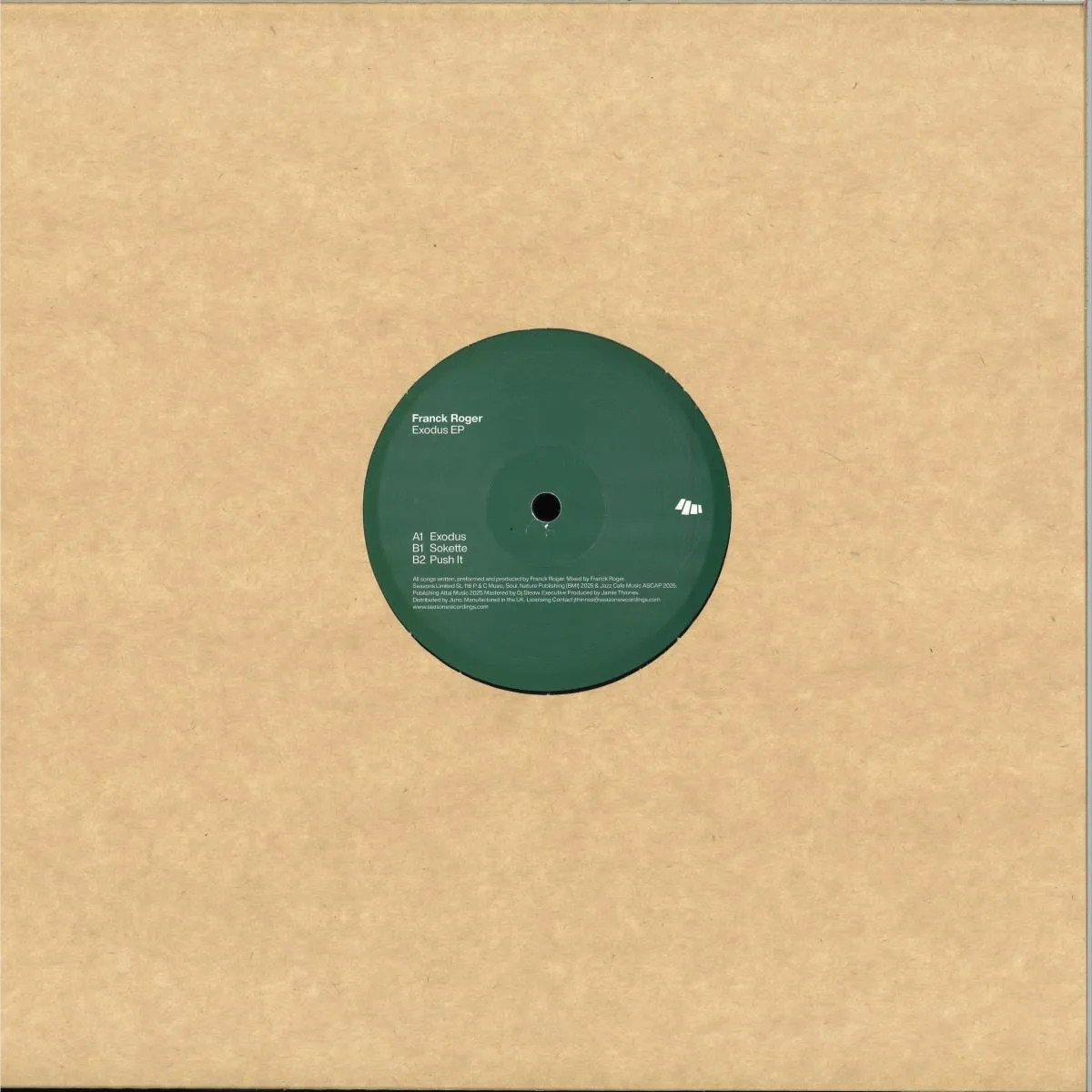 Back cover — Franck Roger — Exodus EP